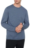 Vince Double Face Feeder Stripe Crewneck Shirt In Colony Blue/h White