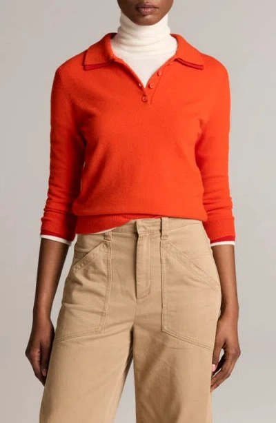 Vince Wool Cashmere Blend Polo Sweater In Orange