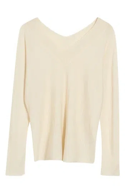 Vince Double 'v' Wool, Silk & Cashmere Sweater In Cream