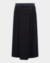 Vince Double-waist D-ring Midi Skirt In Coastal Blue