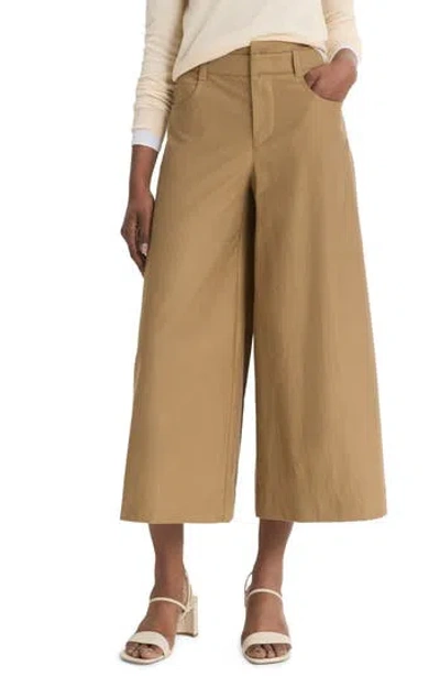 Vince Cotton And Wool-blend Twill Culottes In Brown