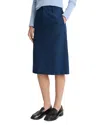 Vince Double Waistband Cotton Twill Pencil Skirt In Indigo