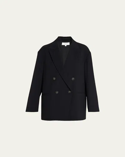 Vince Double-breasted Crepe Boyfriend Blazer In Black