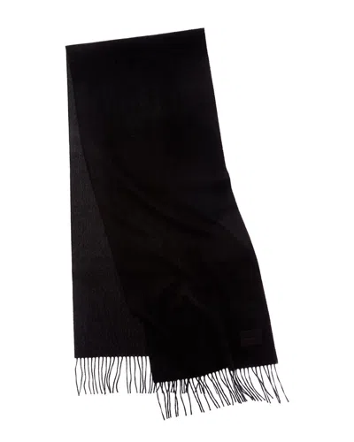 Vince Double-face Solid Long Leather-trim Wool & Cashmere-blend Scarf In Black