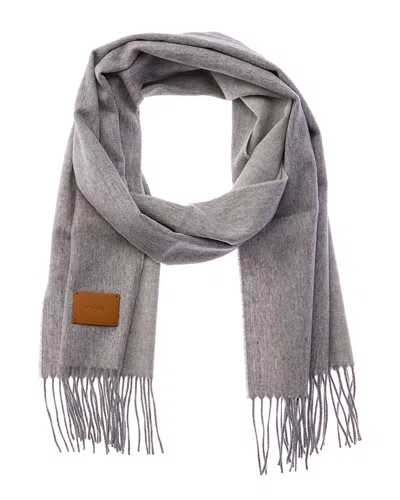 Vince Double-face Solid Long Leather-trim Wool & Cashmere-blend Scarf In Grey