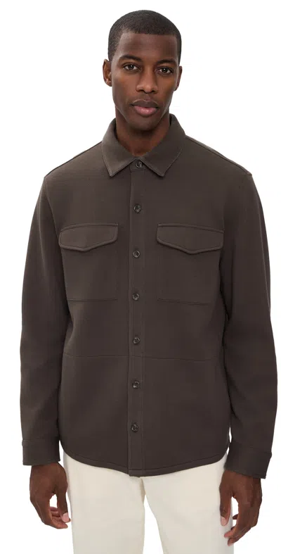 Vince Double-knit Shirt Jacket Midland/med H Grey In Brown