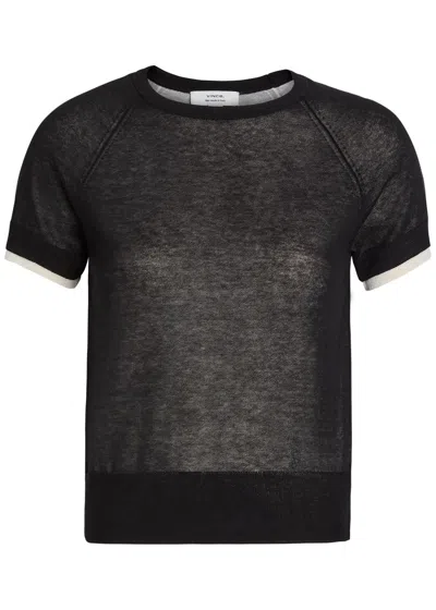 Vince Double-layered Fine-knit Cotton-blend T-shirt In Animal Print
