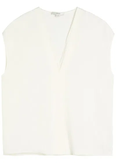 Vince Double-layered V-neck Silk-blend Top In White