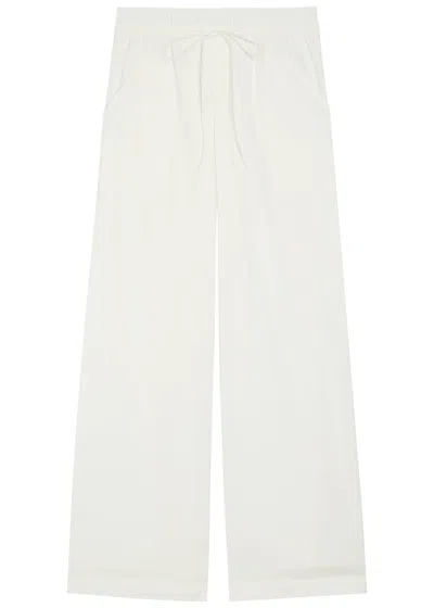 Vince Double-waist Drawstring Wide-leg Cotton Trousers In Transparent
