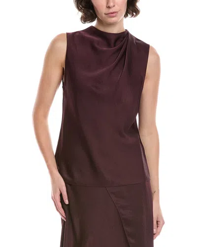 Vince Drape Blouse In Burgundy