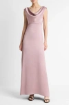 Vince Drape Cowl Neck Sleeveless Satin Gown In Purple
