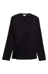 Vince Drape Knit Top In Black
