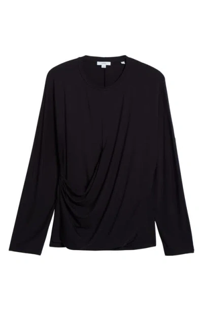 Vince Drape Knit Top In Black