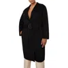 Vince Drape Neck Belted Wool & Cashmere Coat In Black