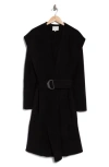 Vince Drape Neck Hooded Wool & Cashmere Coat In Black
