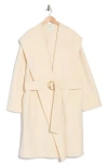 Vince Drape Neck Hooded Wool & Cashmere Coat In Chalk
