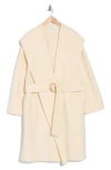Vince Drape Neck Hooded Wool & Cashmere Coat In Chalk