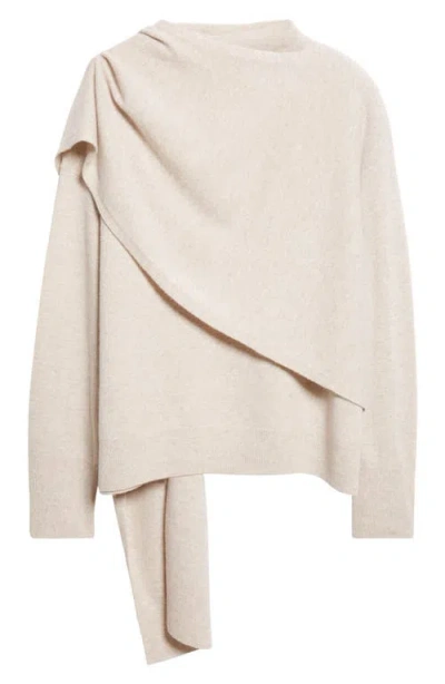 Vince Drape Neck Wool & Cashmere Sweater In White