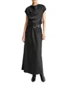 Vince Draped Cowl Neck Cap Sleeve Midi Dress In Black
