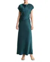 Vince Draped Cap Sleeve Maxi Dress In Green