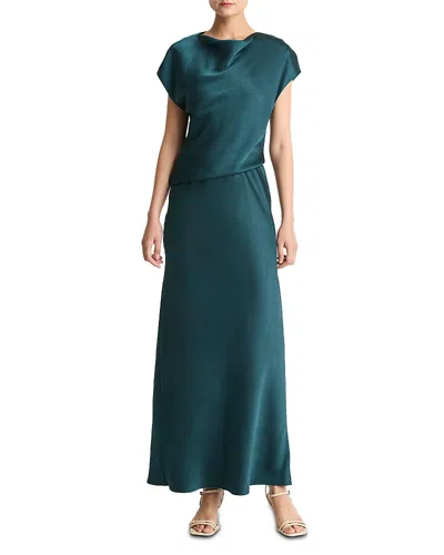 Vince Draped Cap Sleeve Maxi Dress In Green