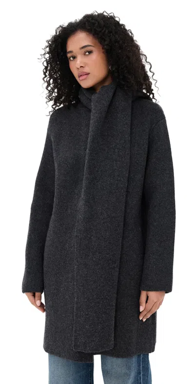Vince Draped Car Coat Dk H Grey In Black