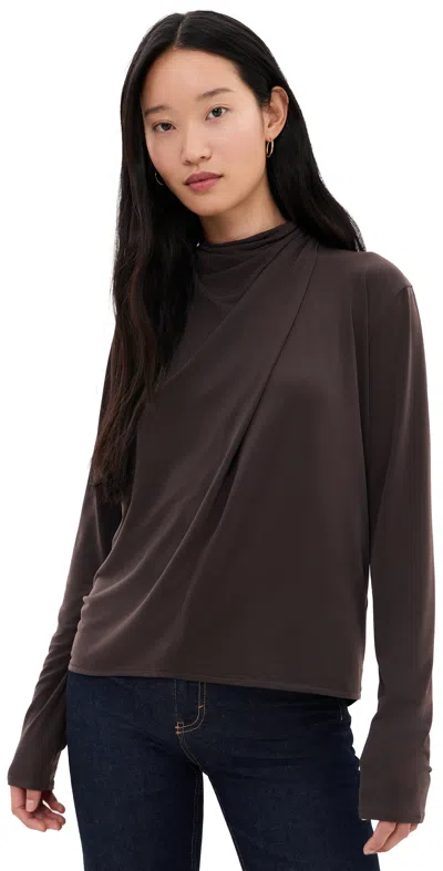 Vince Draped Cowl Blouse Smoked Truffle