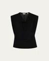 Vince Draped Cowl-neck Top In Black