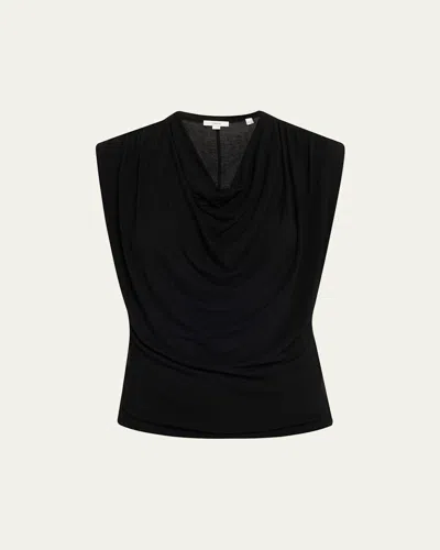 Vince Draped Cowl-neck Top In Black