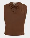 Vince Draped Cowl-neck Top In Brown