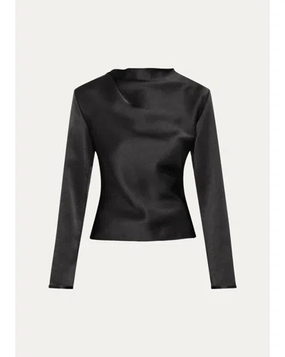 Vince Draped Cowl-neck Blouse In Black