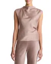 Vince Satin Draped Cowl-neck Top In Pink