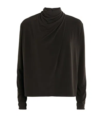 Vince Draped Cowl-neck Top In Brown