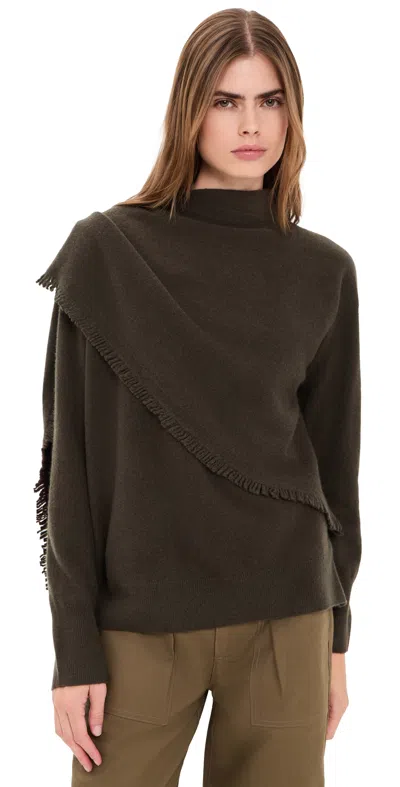 Vince Draped Fringe Scarf Sweater Pinewood