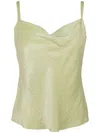 Vince Draped Gold Cowl Neck Camisole In Green