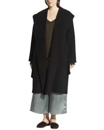 Vince Draped Hooded Wool & Cashmere-blend Coat In Black