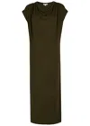 Vince Draped Jersey Midi Dress In Green