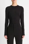 Vince Draped Long-sleeve Crew Neck Top In Black