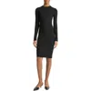 Vince Draped Long Sleeve Crewneck Dress In Black