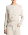 Vince Draped Long Sleeve Top In White