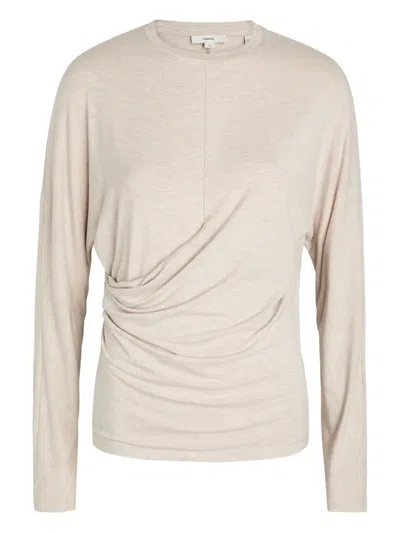 Vince Draped Long-slevee T-shirt In Neutral