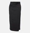 Vince Ruched Wool Blend Knit Midi Skirt In Black