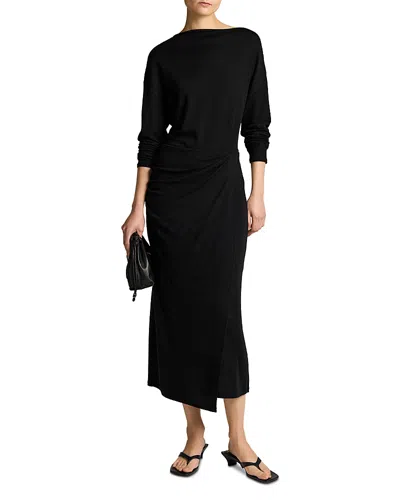 Vince Draped Midi Skirt In Black