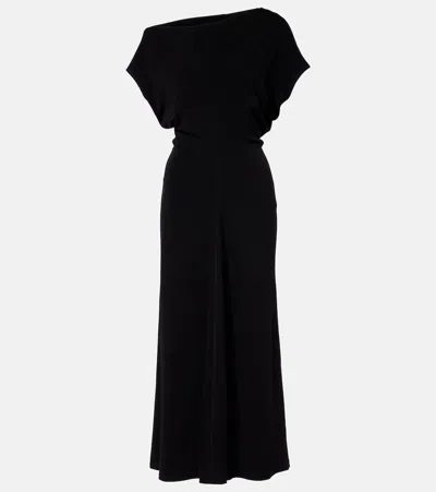 Vince Draped One-shoulder Midi Dress In Black