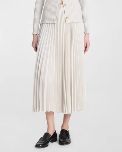 Vince Draped Pleated Midi Skirt In Green