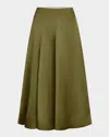 Vince Satin Midi Skirt In Herbaria