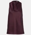 Vince Cowl-neck Bias Satin Top In Burgundy