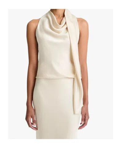 Vince Sleeveless Scarf Satin Top In Neutral