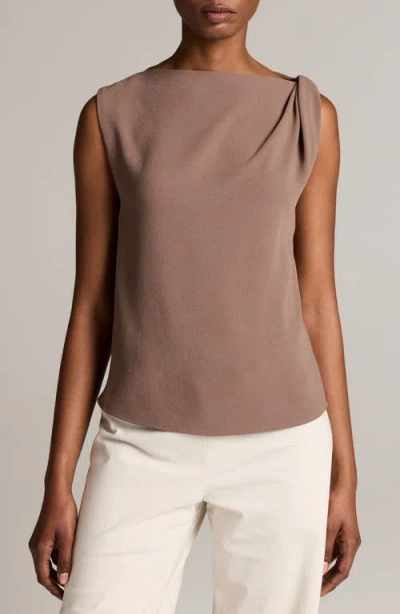 Vince Draped Shoulder Sleeveless Blouse In Brown