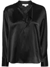 Vince Open Neck Long-sleeved Loose Fit Blouse In Black